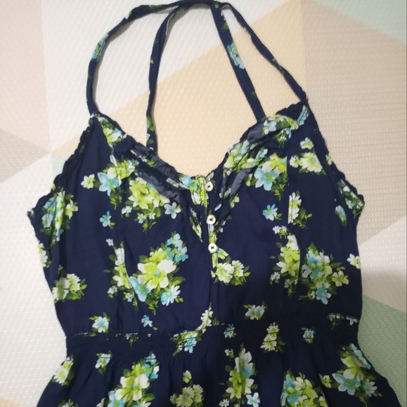 Vintage Hollister Floral Watercolor Navy Mini Dress size M - Picture 3 of 12